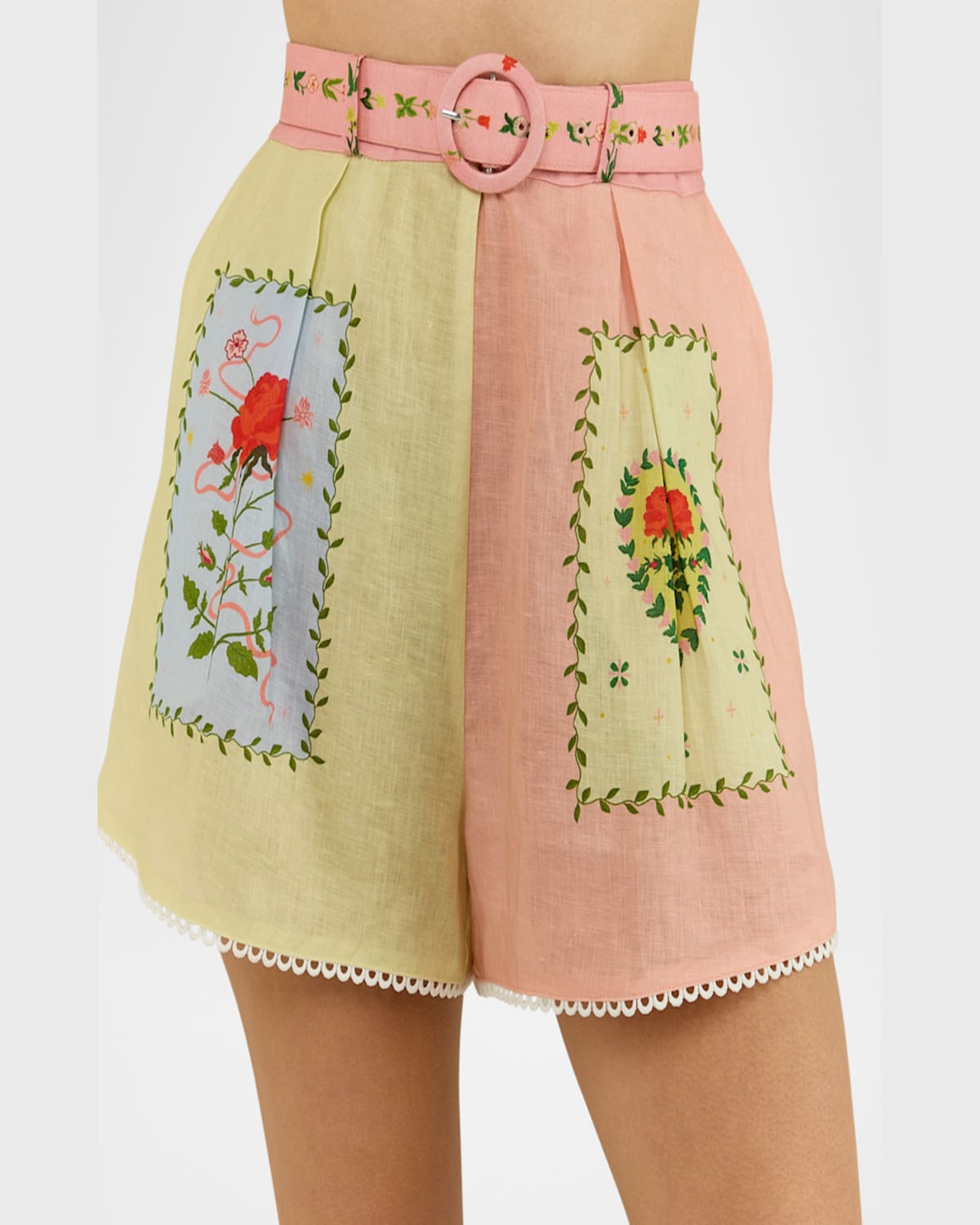 Palm Noosa Porto Siesta Tile-print Linen Shorts In Siesta Tile