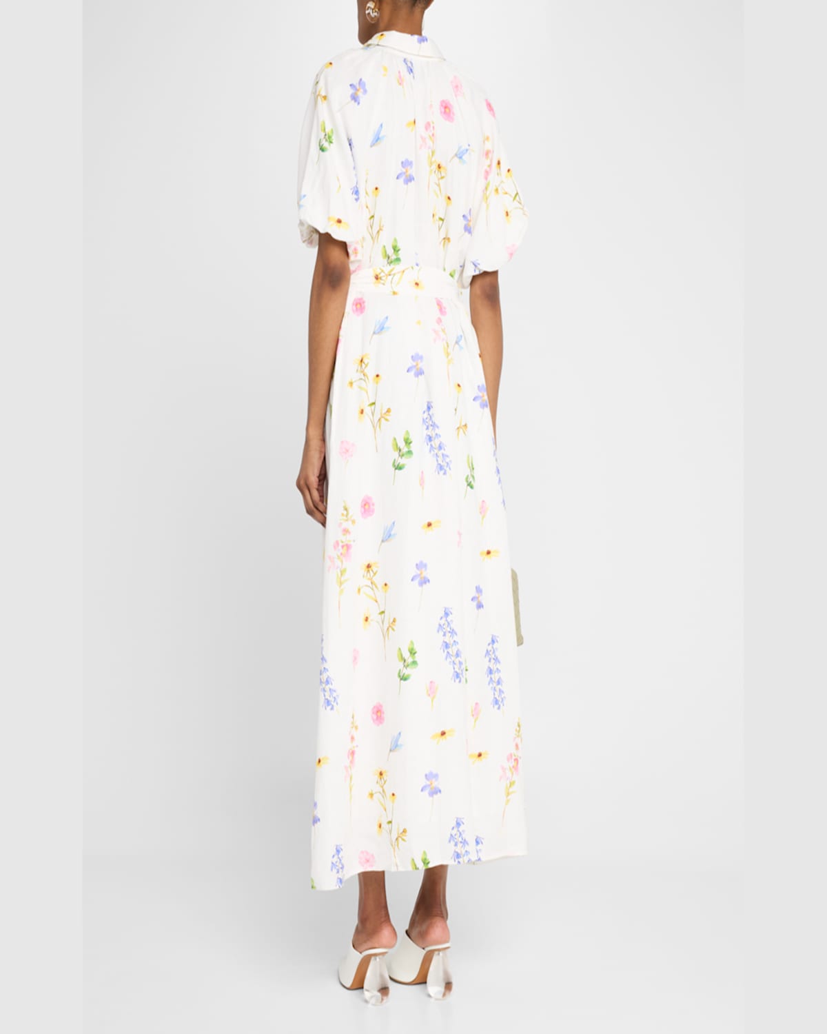 Palm Noosa Maria Floral-print Linen Maxi Shirtdress In Wildflowers