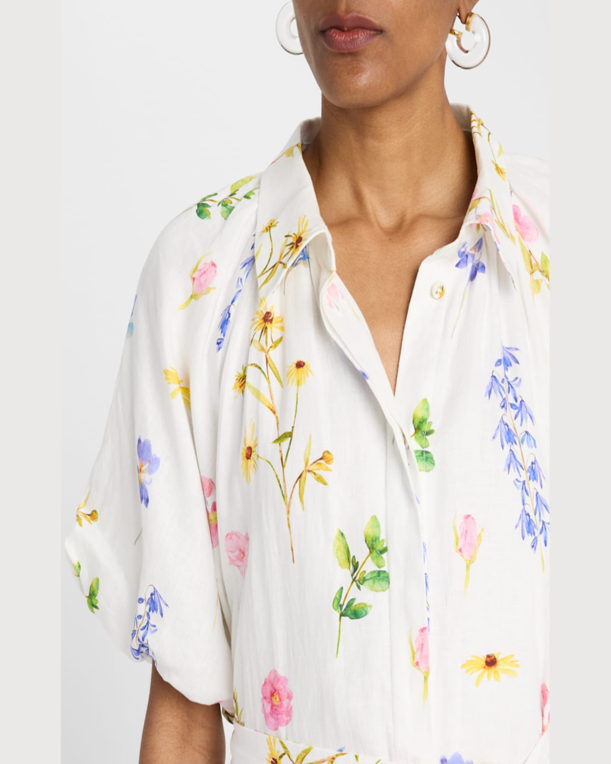 Palm Noosa Maria Floral-print Linen Maxi Shirtdress In Wildflowers