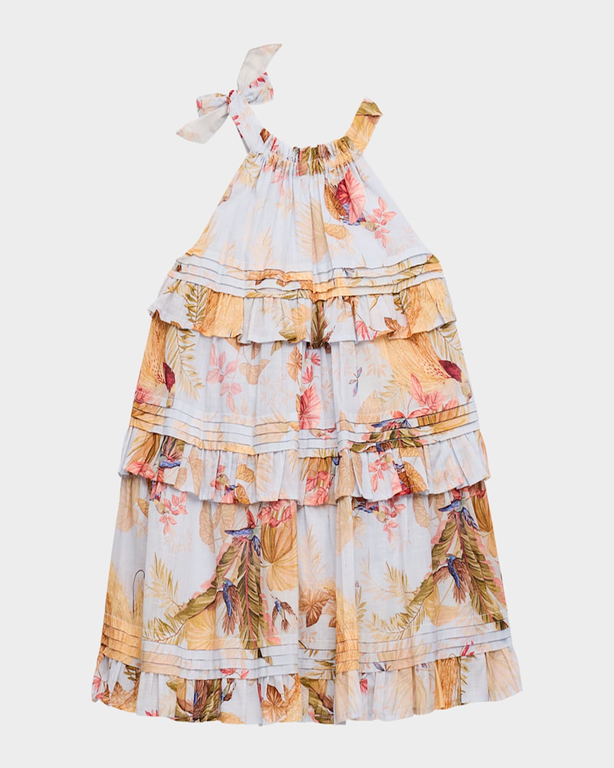 Zimmermann Cotton Rhiannon Swing Dress In Aqua Palm Floral