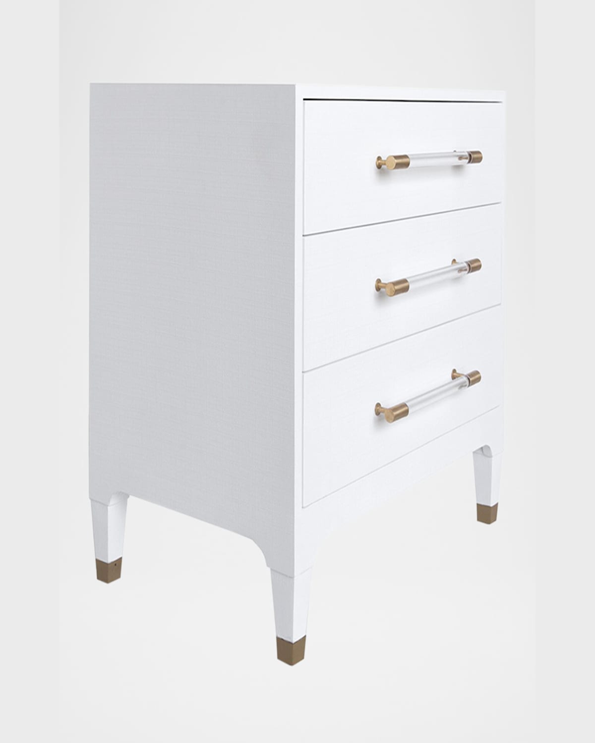 Worlds Away Amber 3-drawer Side Table In White