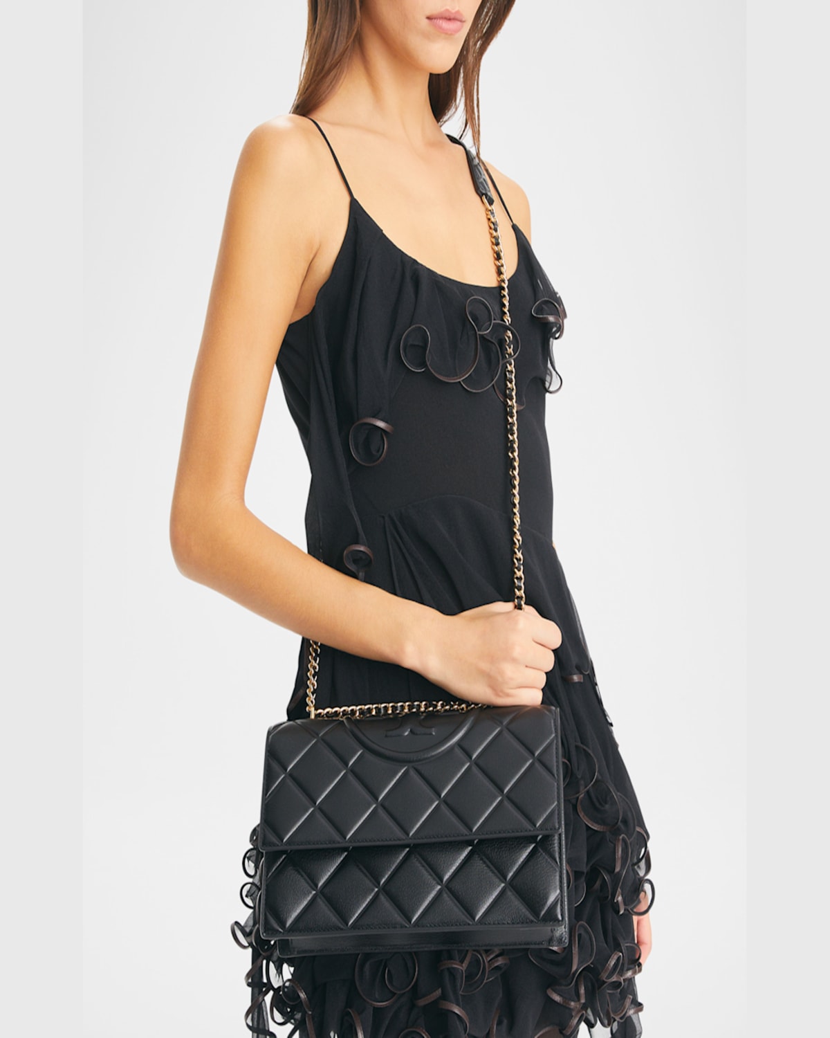 Tory Burch Small Quilted Rectangular Shoulder Bag In Black