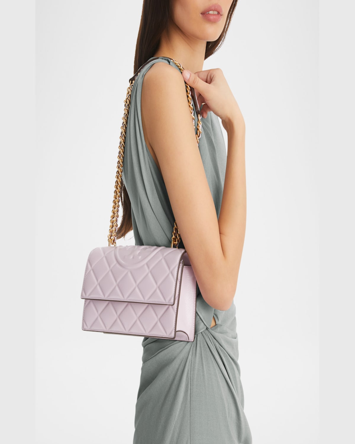 Tory Burch Fleming Small Convertible Leather Shoulder Bag In Vanilla Soft Serve