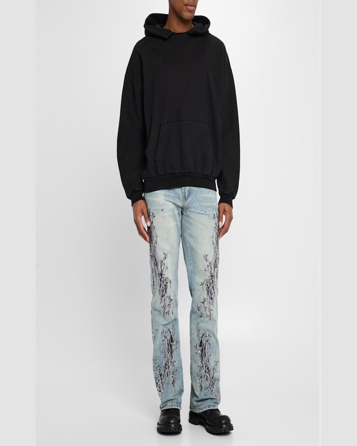 Who Decides War Blue Scratched Denim Jeans In Denim
