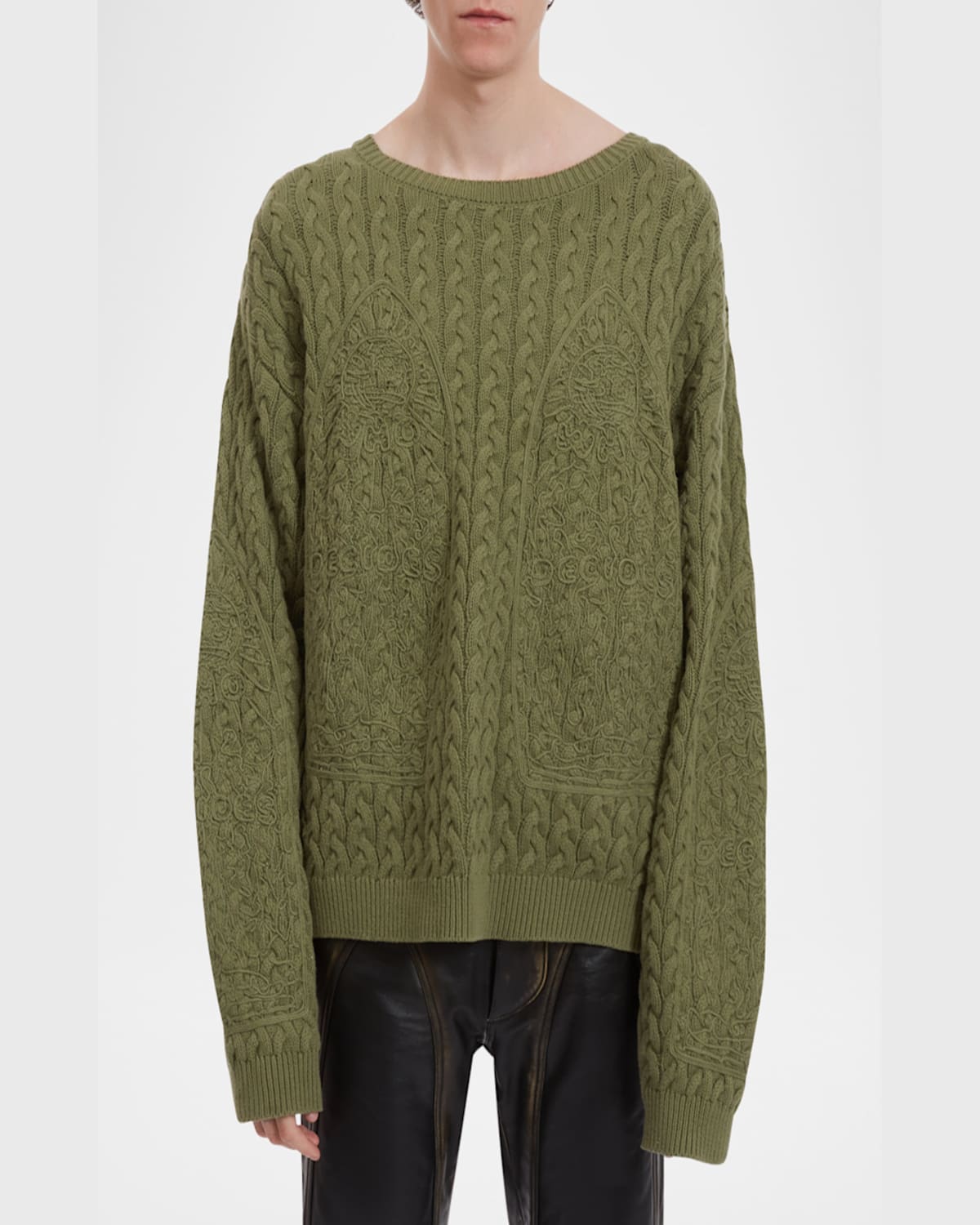 Who Decides War Green Lagoon Cable Knit Sweater In Olive