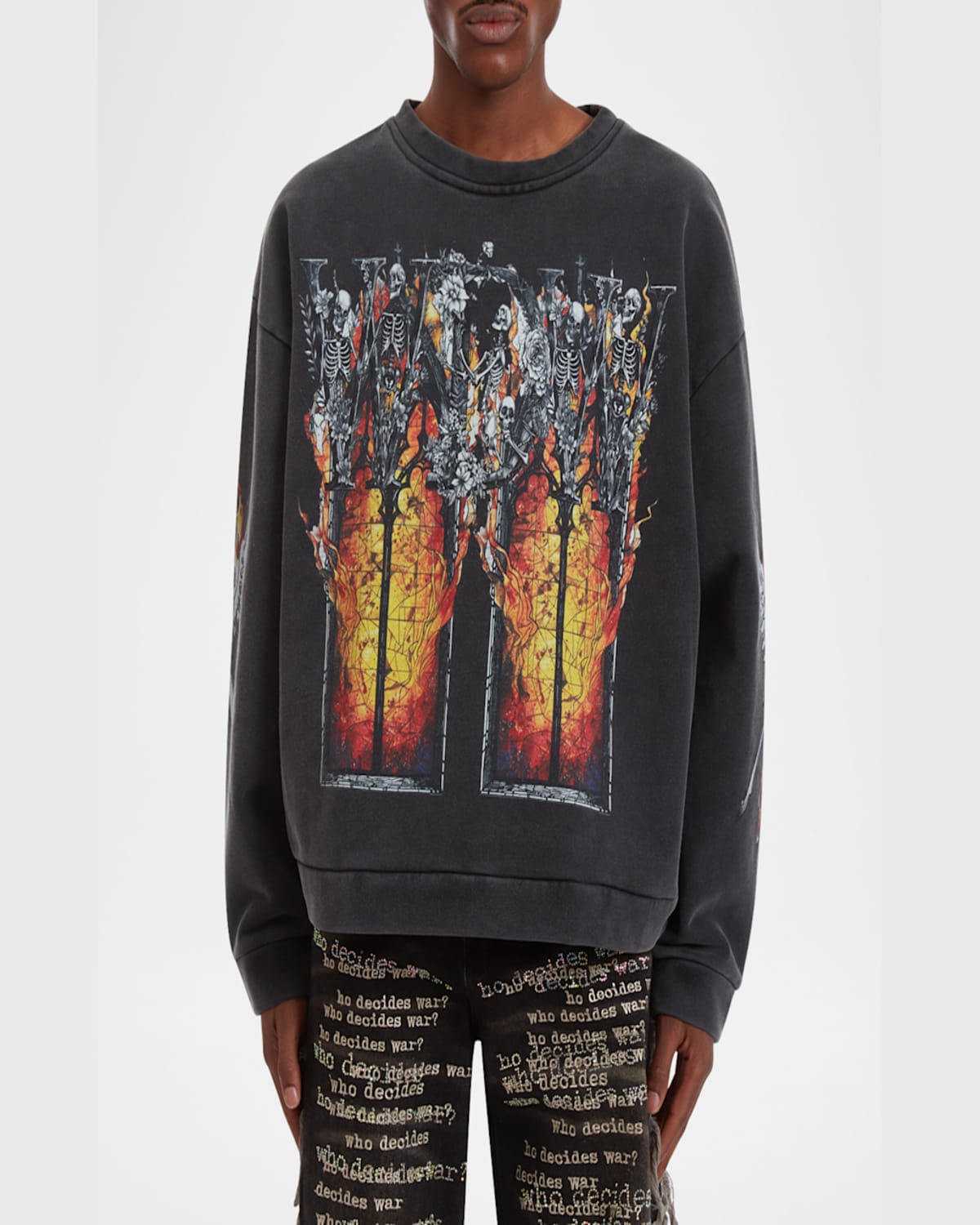 Who Decides War Black Ember Chapel Crewneck Sweatshirt In Coal