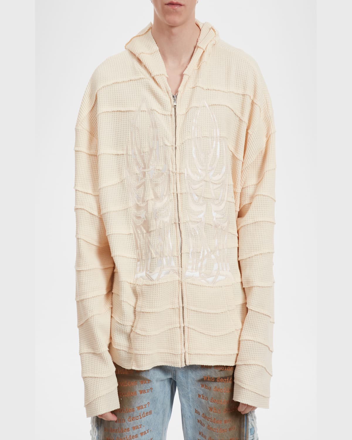 Who Decides War X Pelle Pelle Men's Cathedral Zip Hoodie In Cream