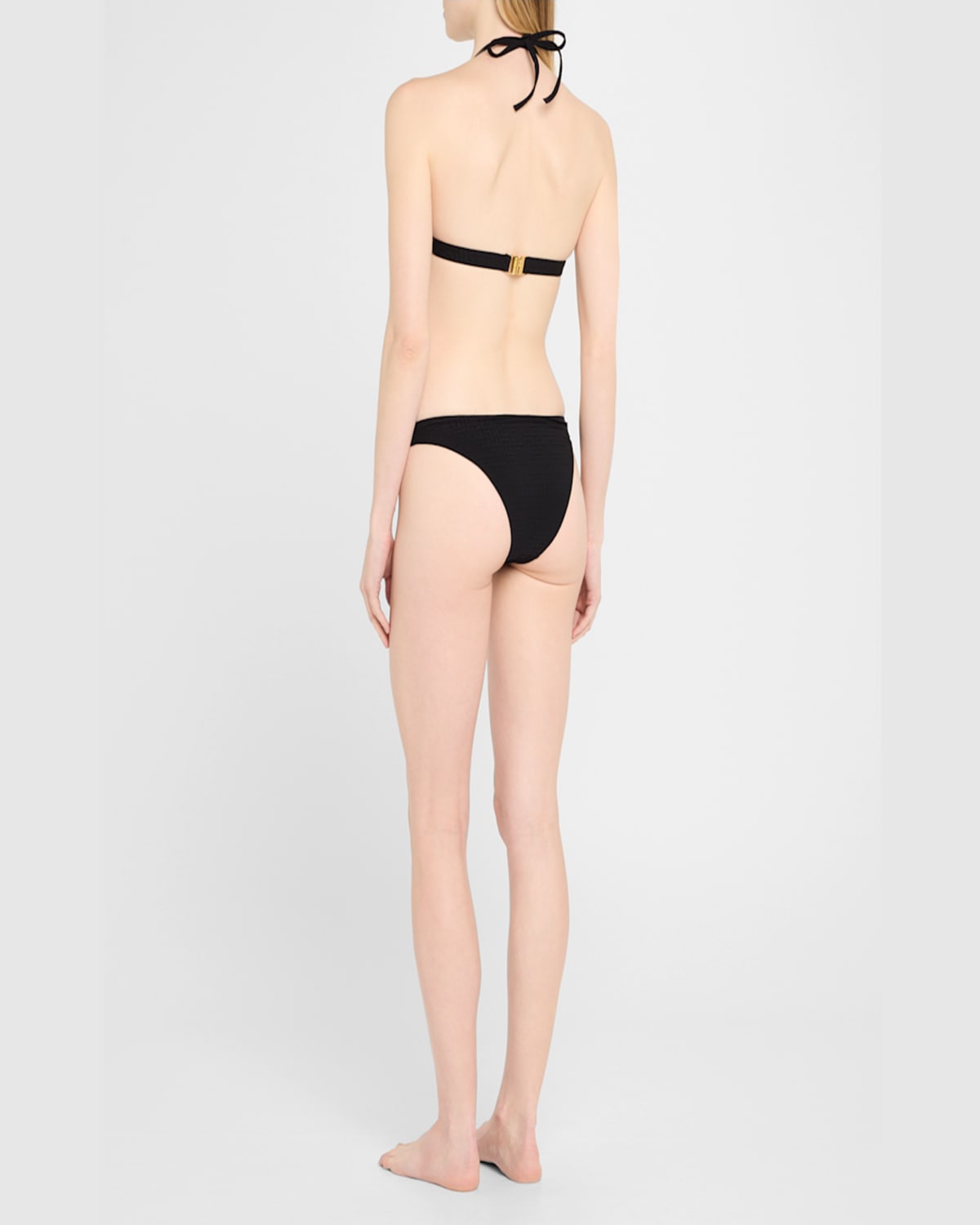 Balmain Monogram Triangle Two-piece Swimsuit In Black