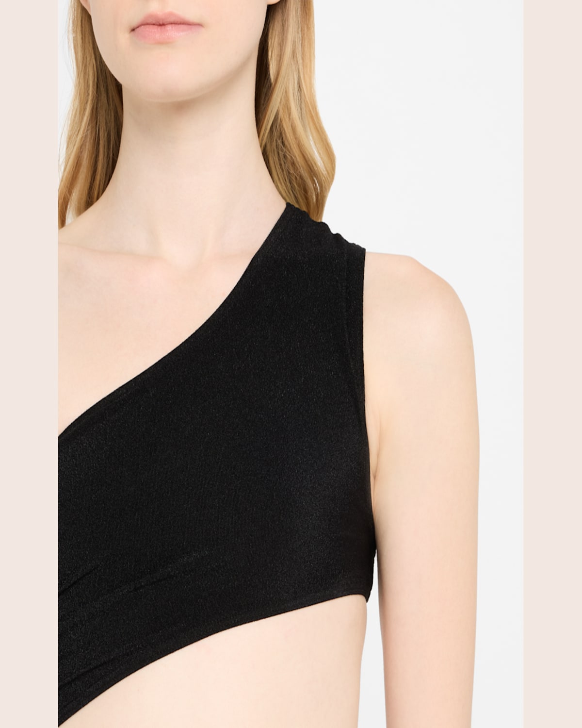 Balmain Crinkle Crepe Asymmetric One-piece Swimsuit In Black