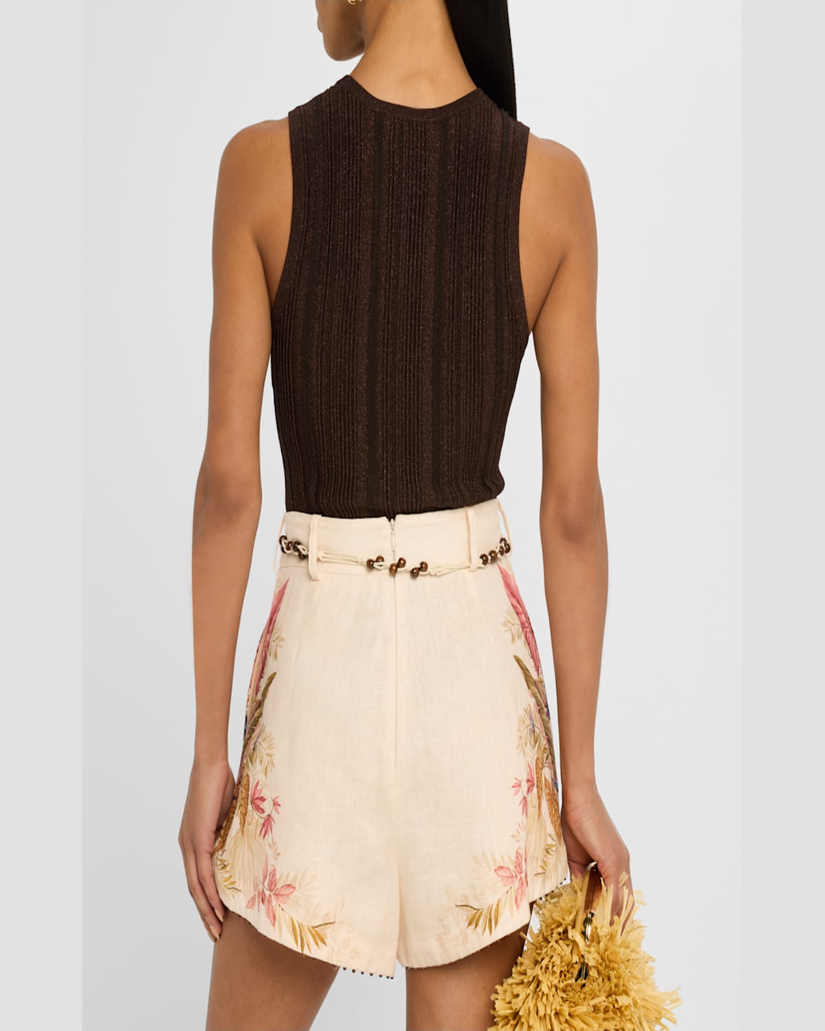 Shop Zimmermann Lucky Metallic Racer Tank Top In Metallic Chocolate