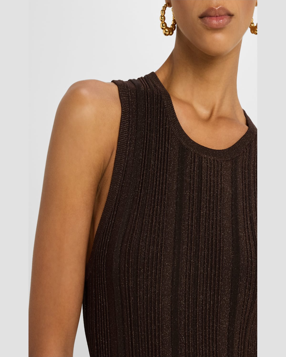 Shop Zimmermann Lucky Metallic Racer Tank Top In Metallic Chocolate