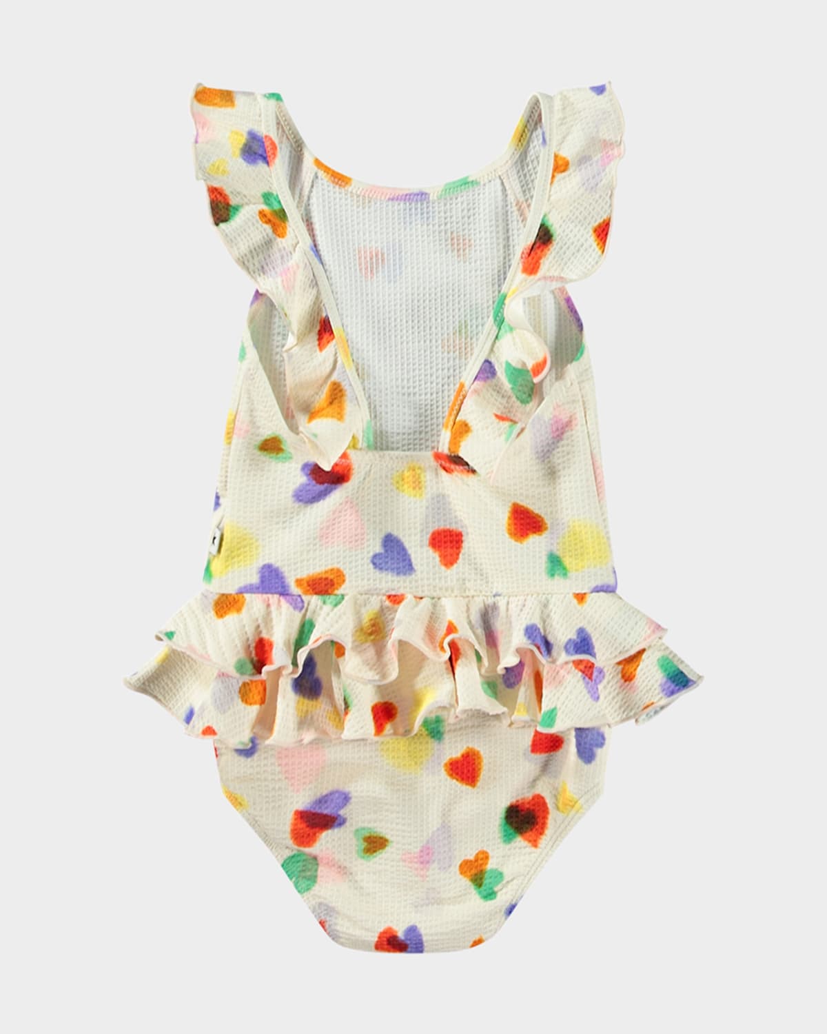 Molo Printed Lycra One Piece Swimsuit In Rainbow Hearts