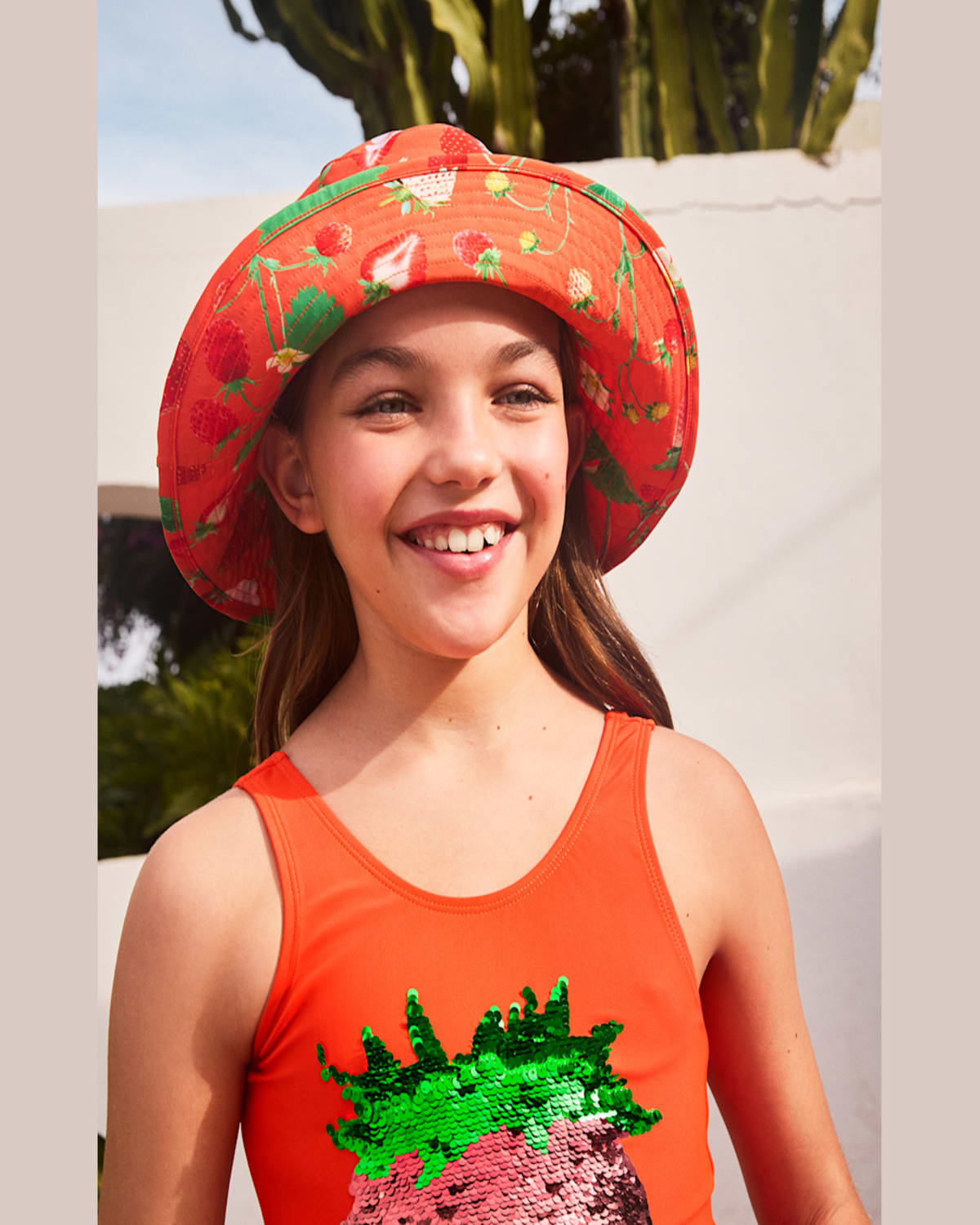 Molo Kid's Nadia Bucket Hat In Strawberry Red