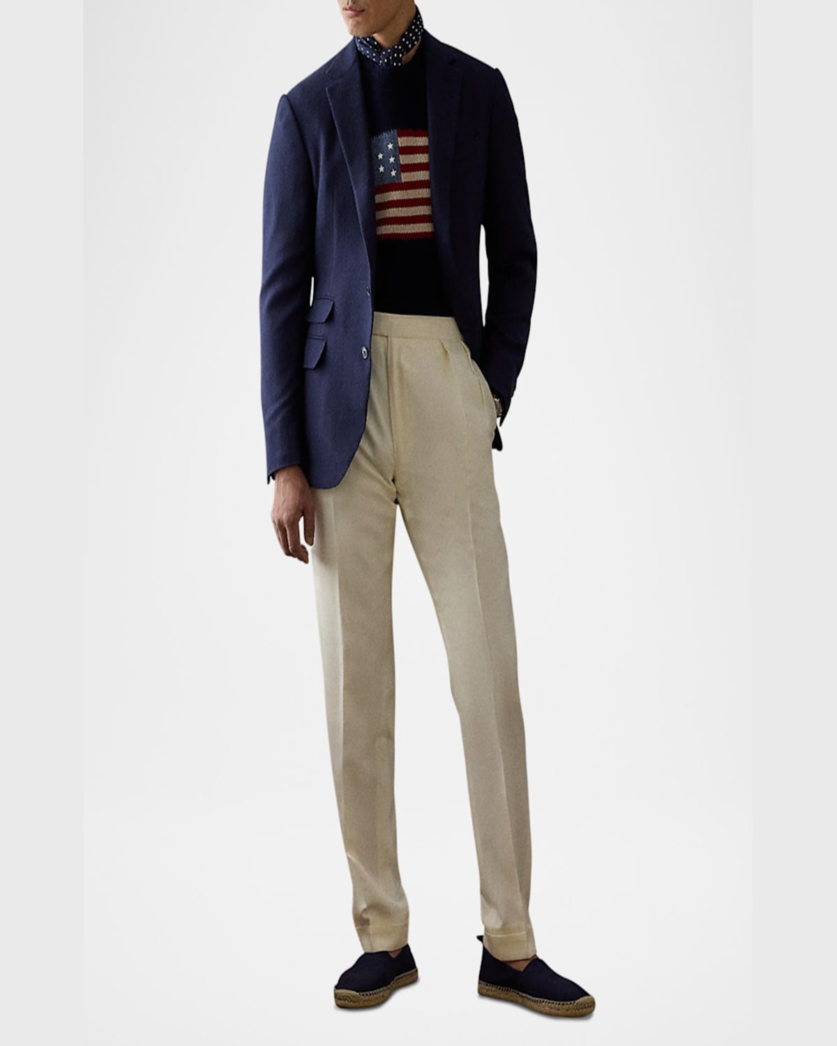 Ralph Lauren Flag Cashmere Knit Sweater In Navy