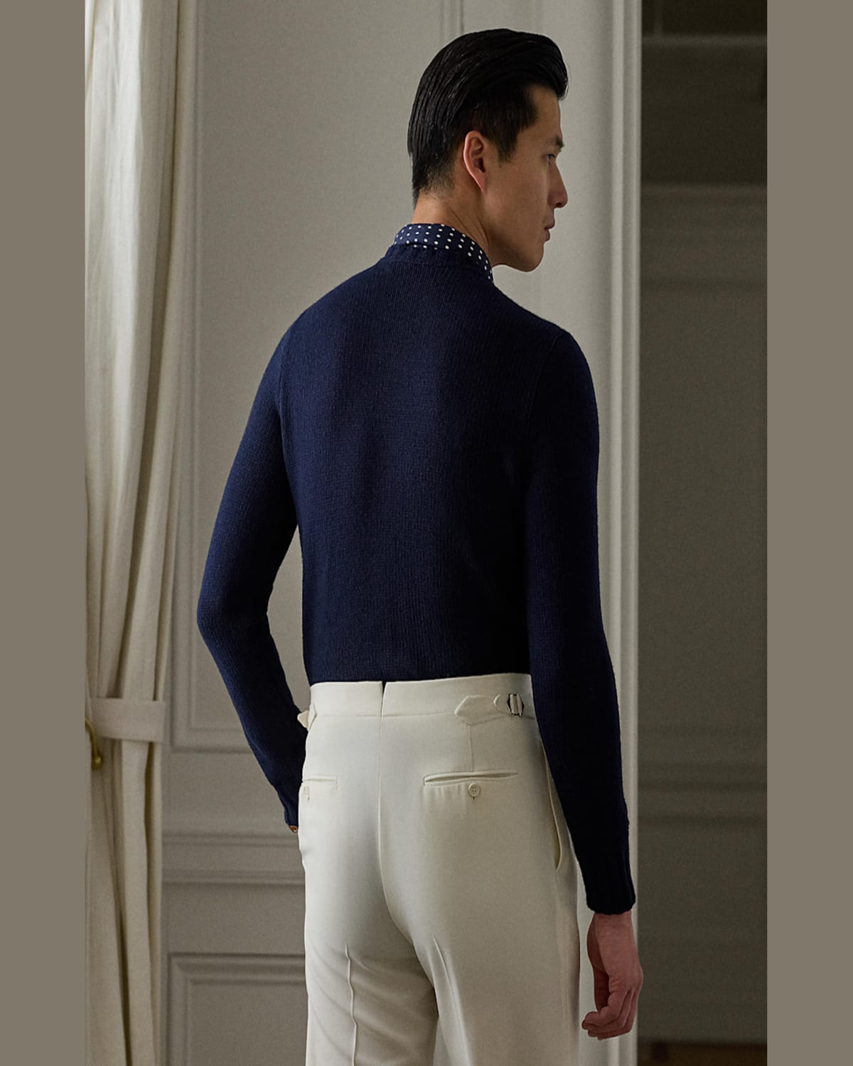 Ralph Lauren Flag Cashmere Knit Sweater In Navy