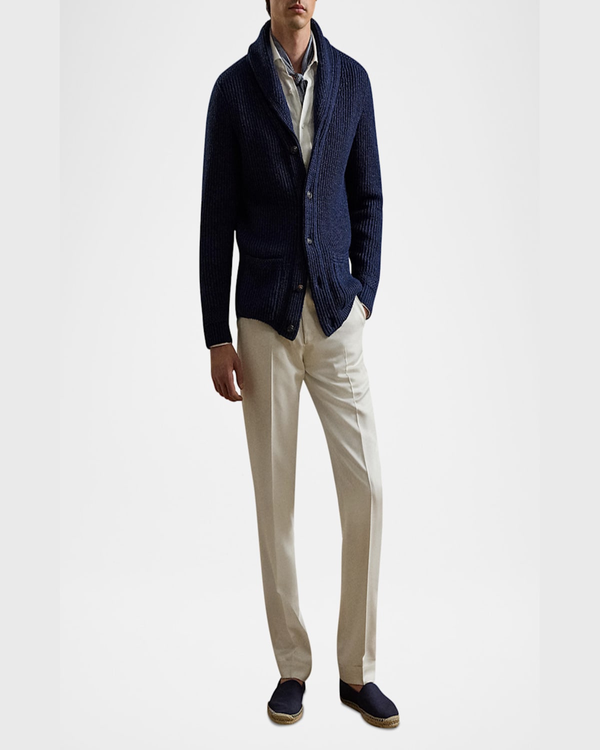 Ralph Lauren Men's Nm X Rl Shawl-collar Textured Cardigan In Indigo Blue