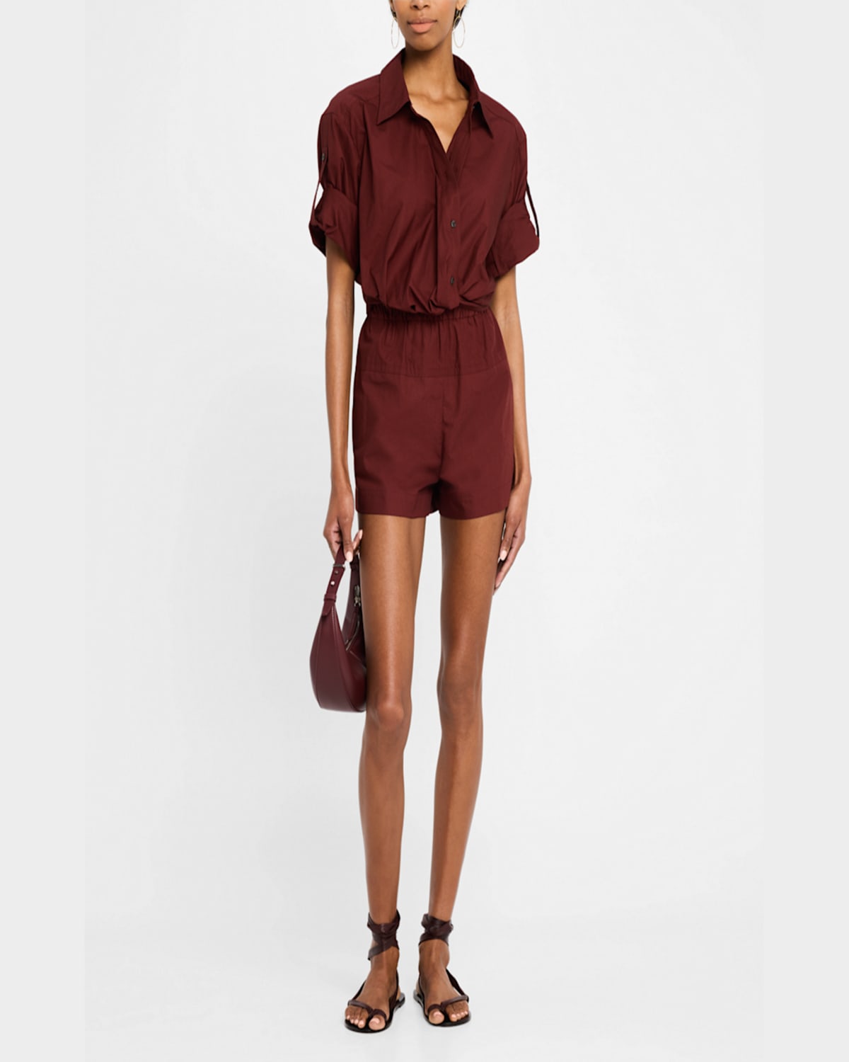 A.l.c Leo Gathered Button-front Top