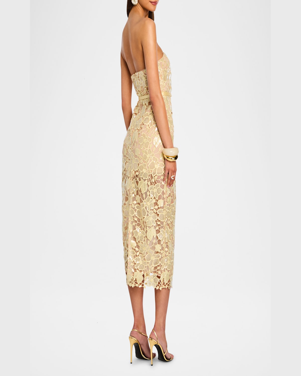 Retroféte Rowen Sequined Lace Midi Dress In Yuzu