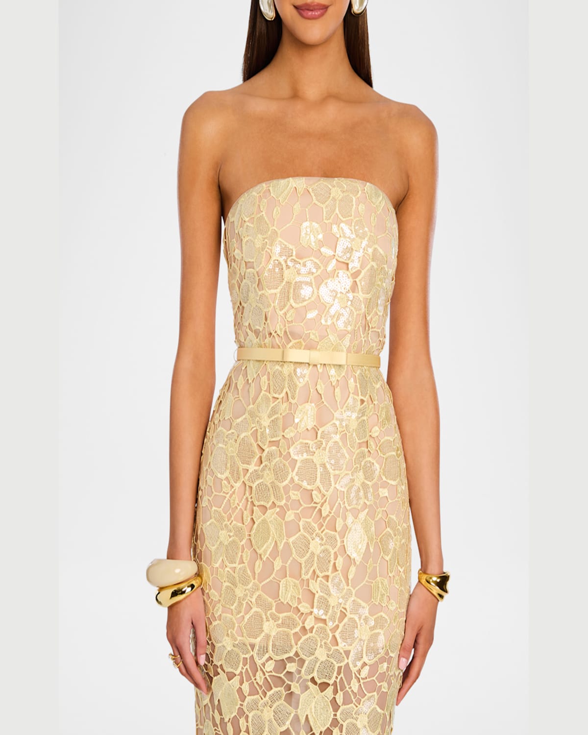 Retroféte Rowen Sequined Lace Midi Dress In Yuzu