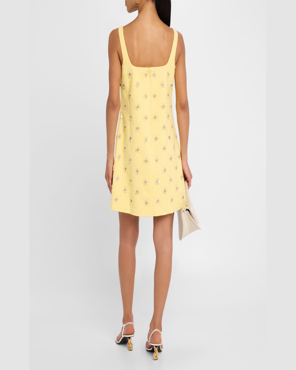 Shop Tanya Taylor Barton Embellished Mini Shift Dress In Lemon Meringue