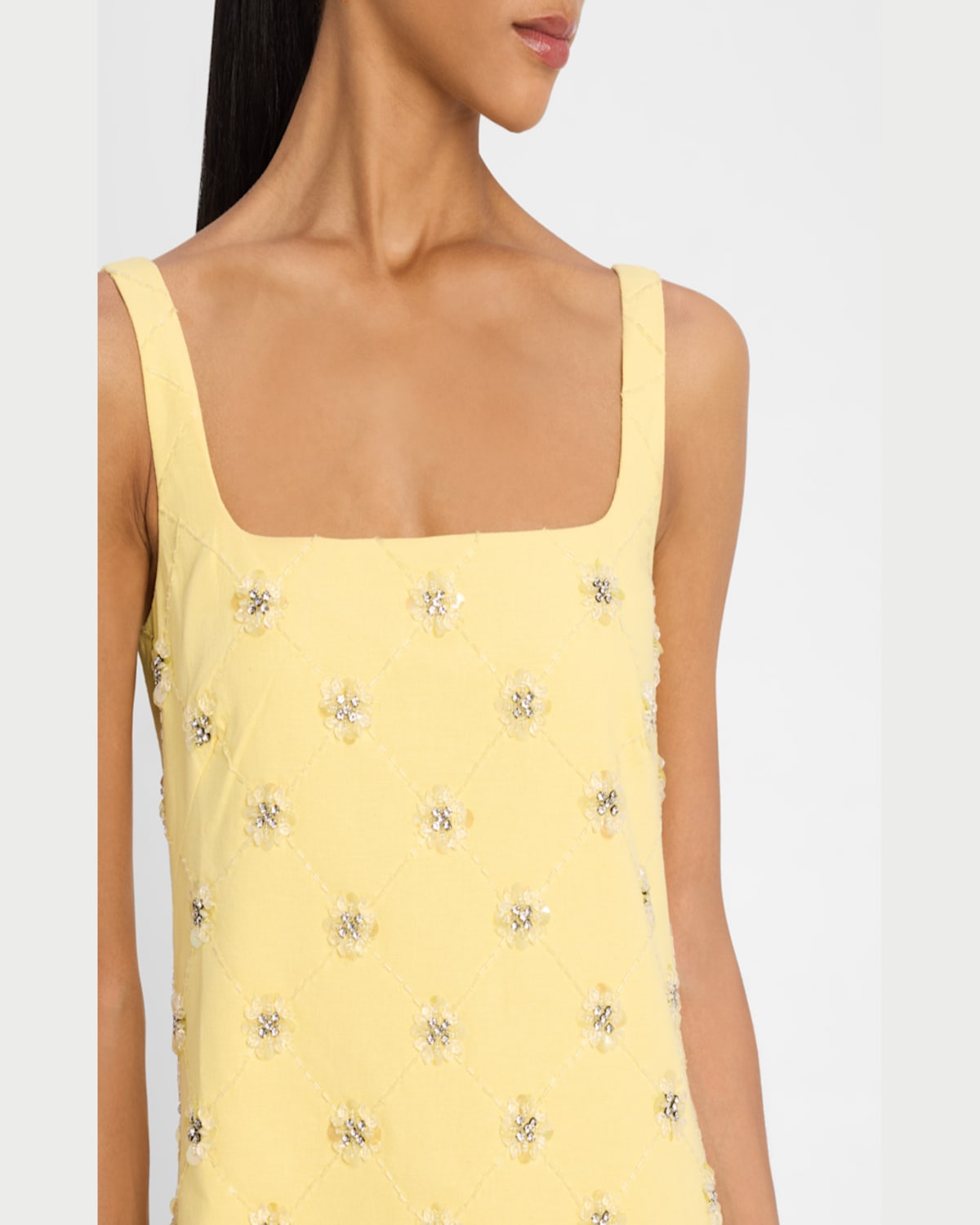 Shop Tanya Taylor Barton Embellished Mini Shift Dress In Lemon Meringue