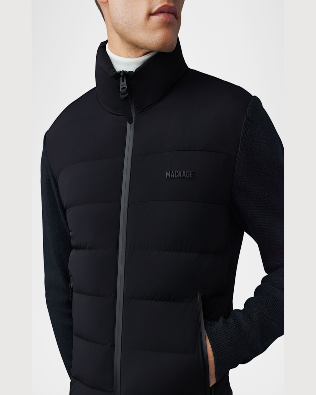 Mackage Haney City Water Resistant 800 Fill Down Hybrid Jacket In Blue