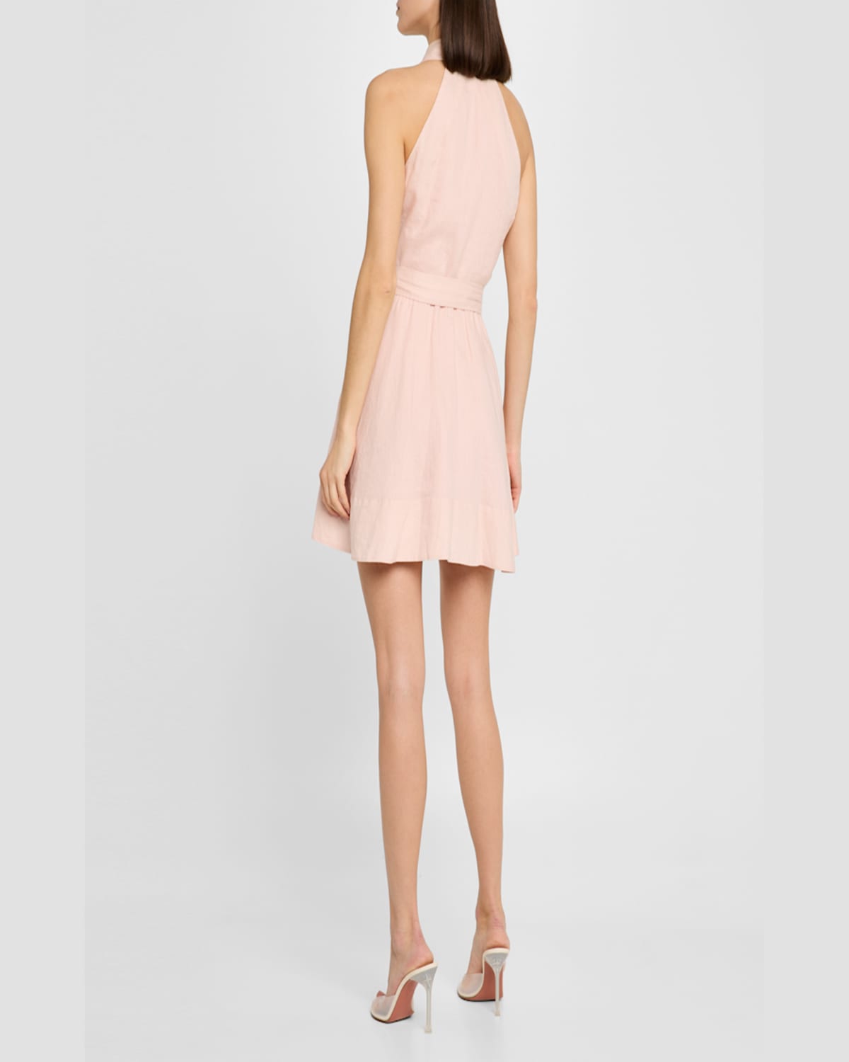 Shop Veronica Beard Beau Sleeveless Linen Mini Dress In Pink Shell