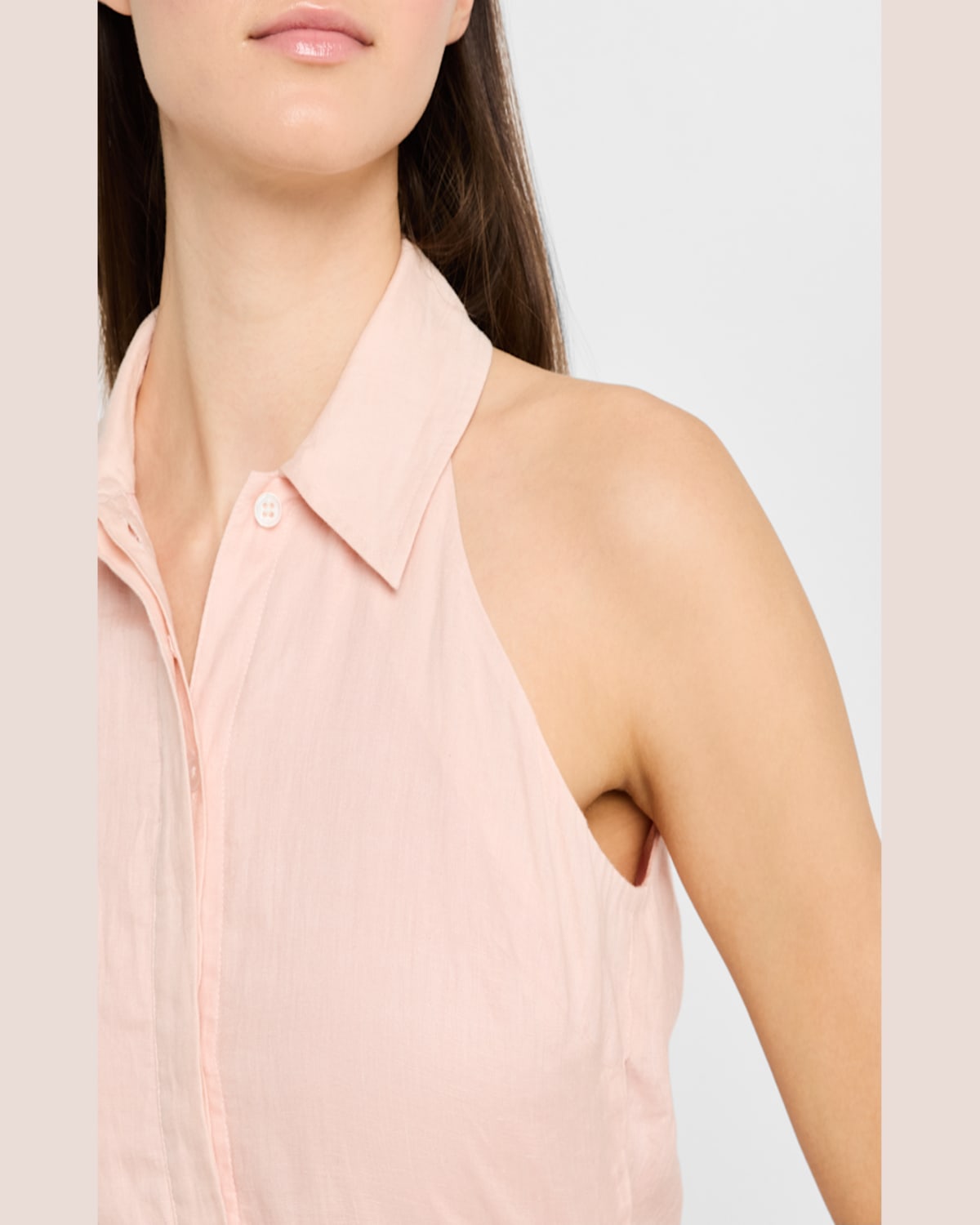 Shop Veronica Beard Beau Sleeveless Linen Mini Dress In Pink Shell