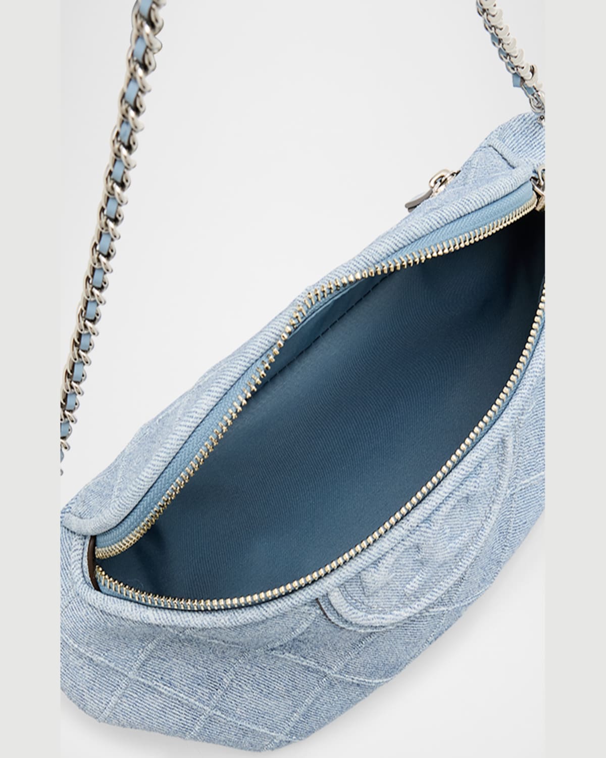 Tory Burch Fleming Denim-print Suede Belt Bag