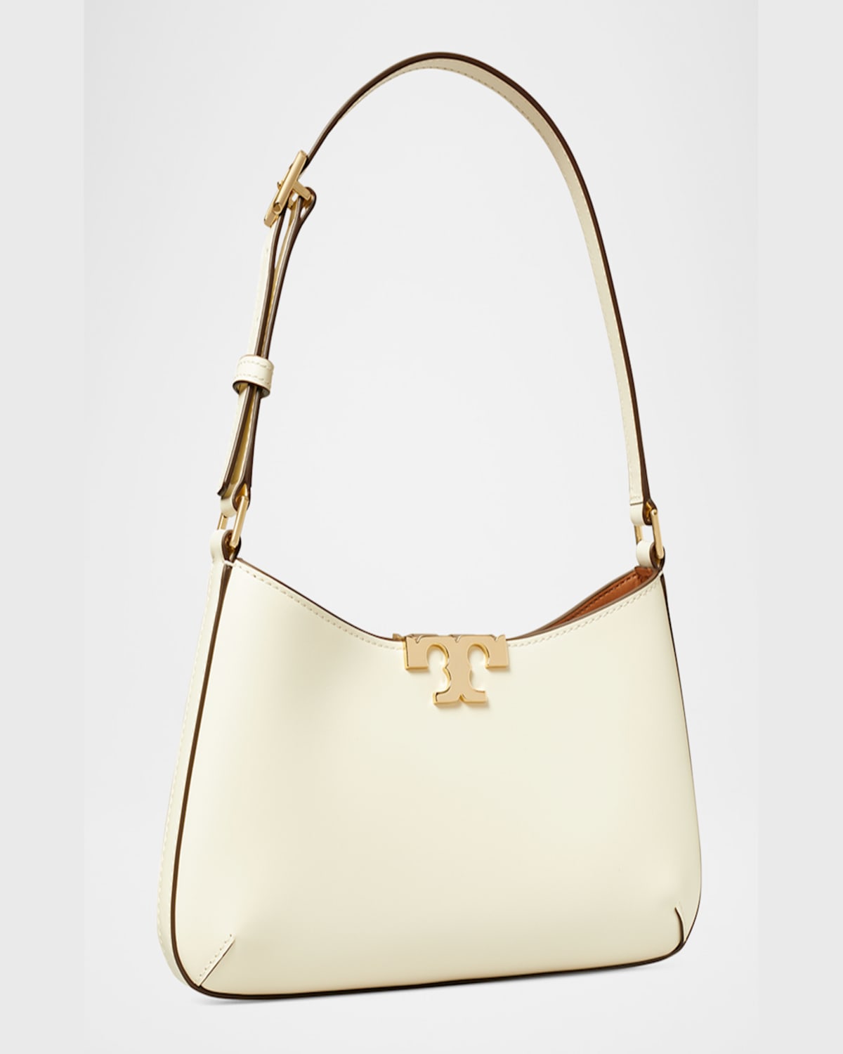 Tory Burch Slim Eleanor Pebble Leather Shoulder Bag In Warm White