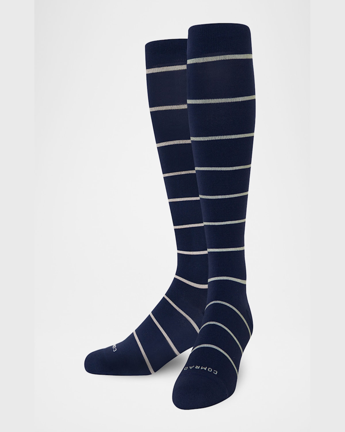 Comrad Men's Stripe Knee-high Compression Socks In Navy
