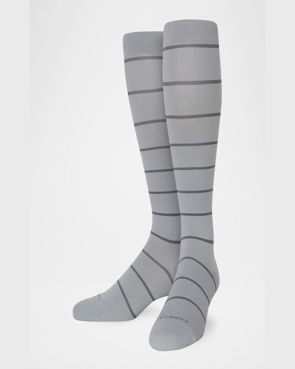 Comrad Men's Stripe Knee-high Compression Socks In Charcoal