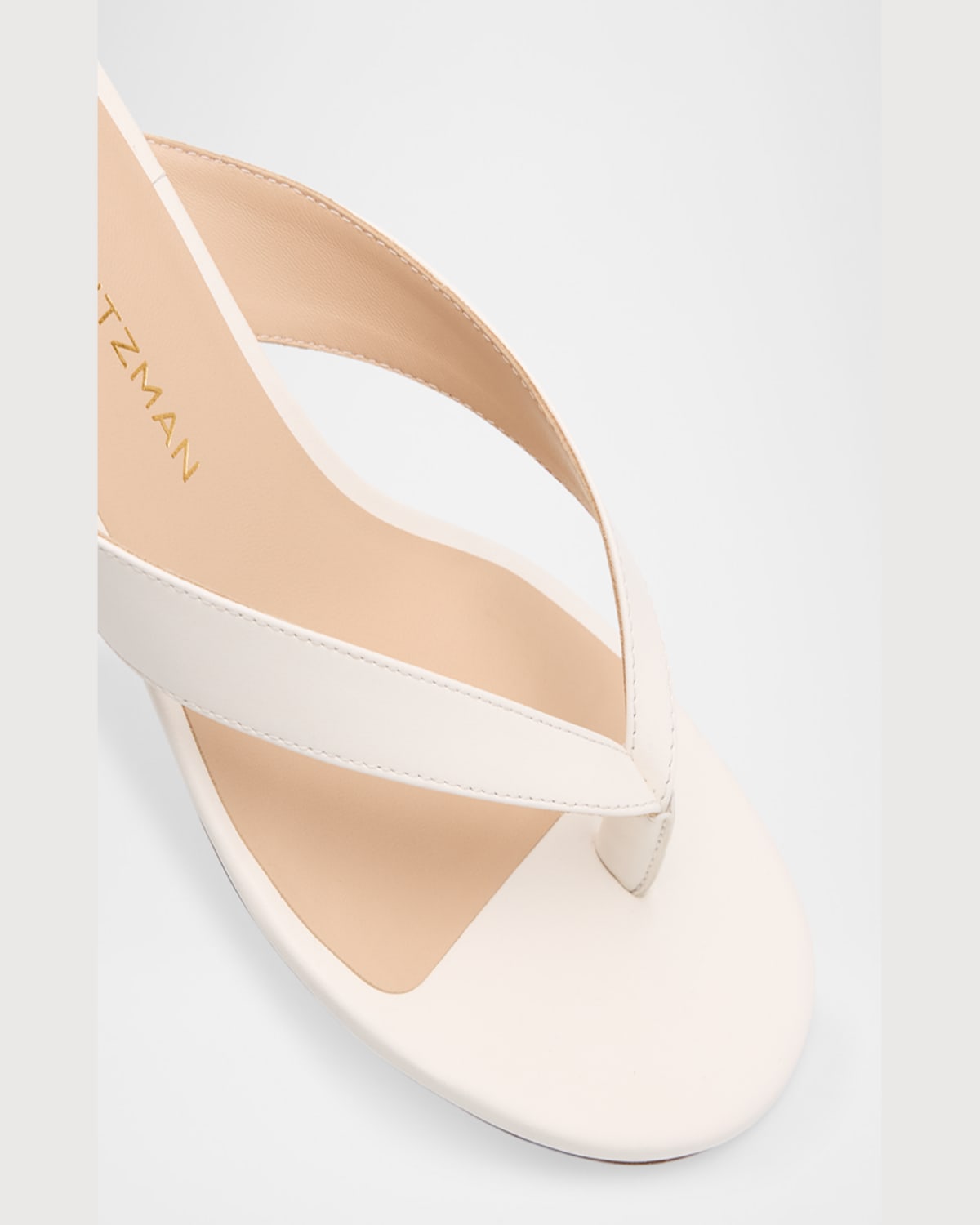 Stuart Weitzman Rio Leather Kitten-heel Thong Sandals