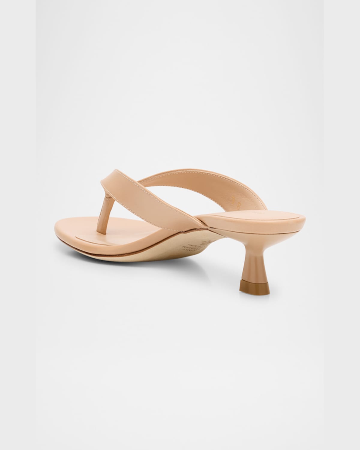 Stuart Weitzman Rio Leather Kitten-heel Thong Sandals In Adobe