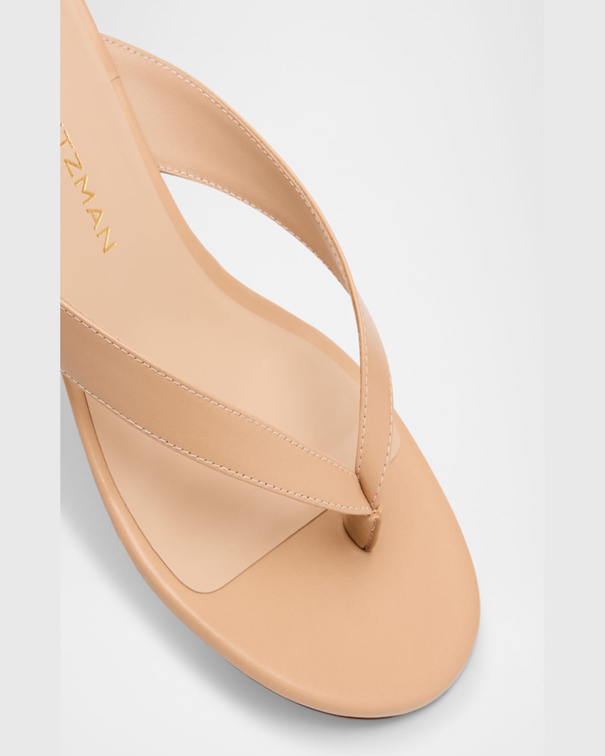 Stuart Weitzman Rio Leather Kitten-heel Thong Sandals In Adobe