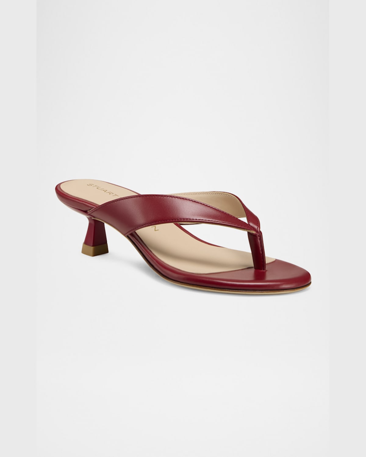 Stuart Weitzman Rio Leather Kitten-heel Thong Sandals