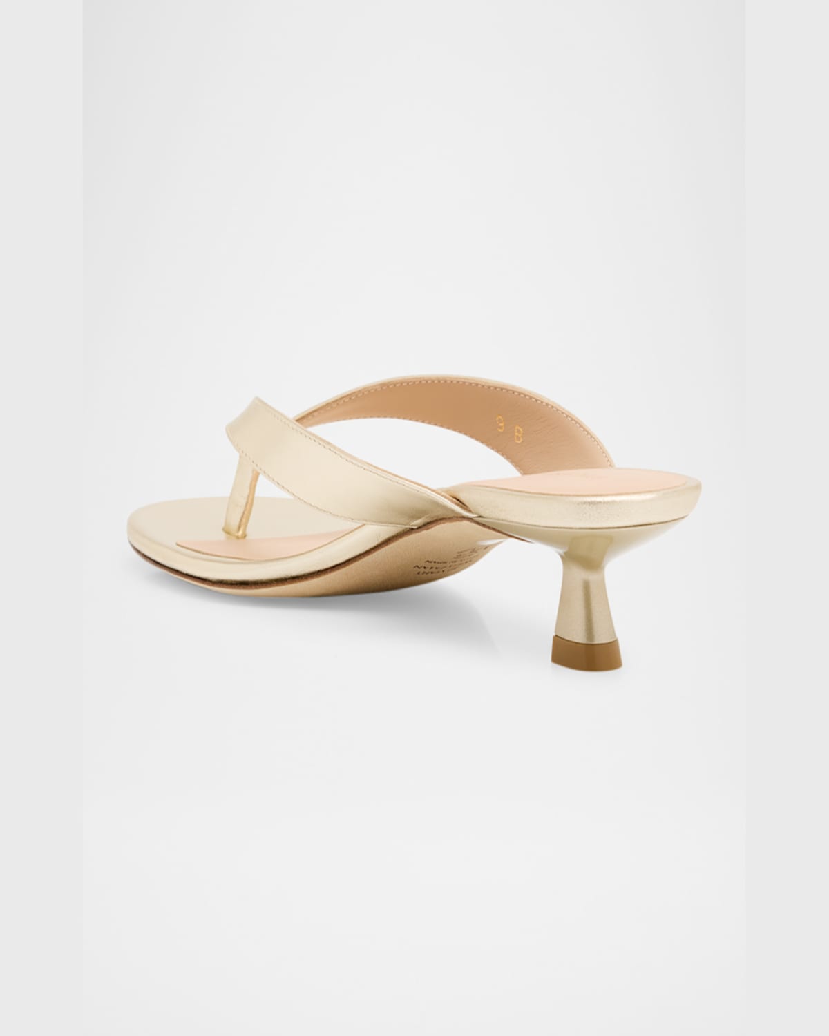 Stuart Weitzman Rio Metallic Kitten-heel Thong Sandals In Light Gold