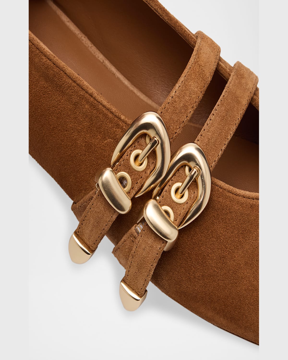 Stuart Weitzman Maven Suede Buckle Mary Jane Ballerina Flats In Multi