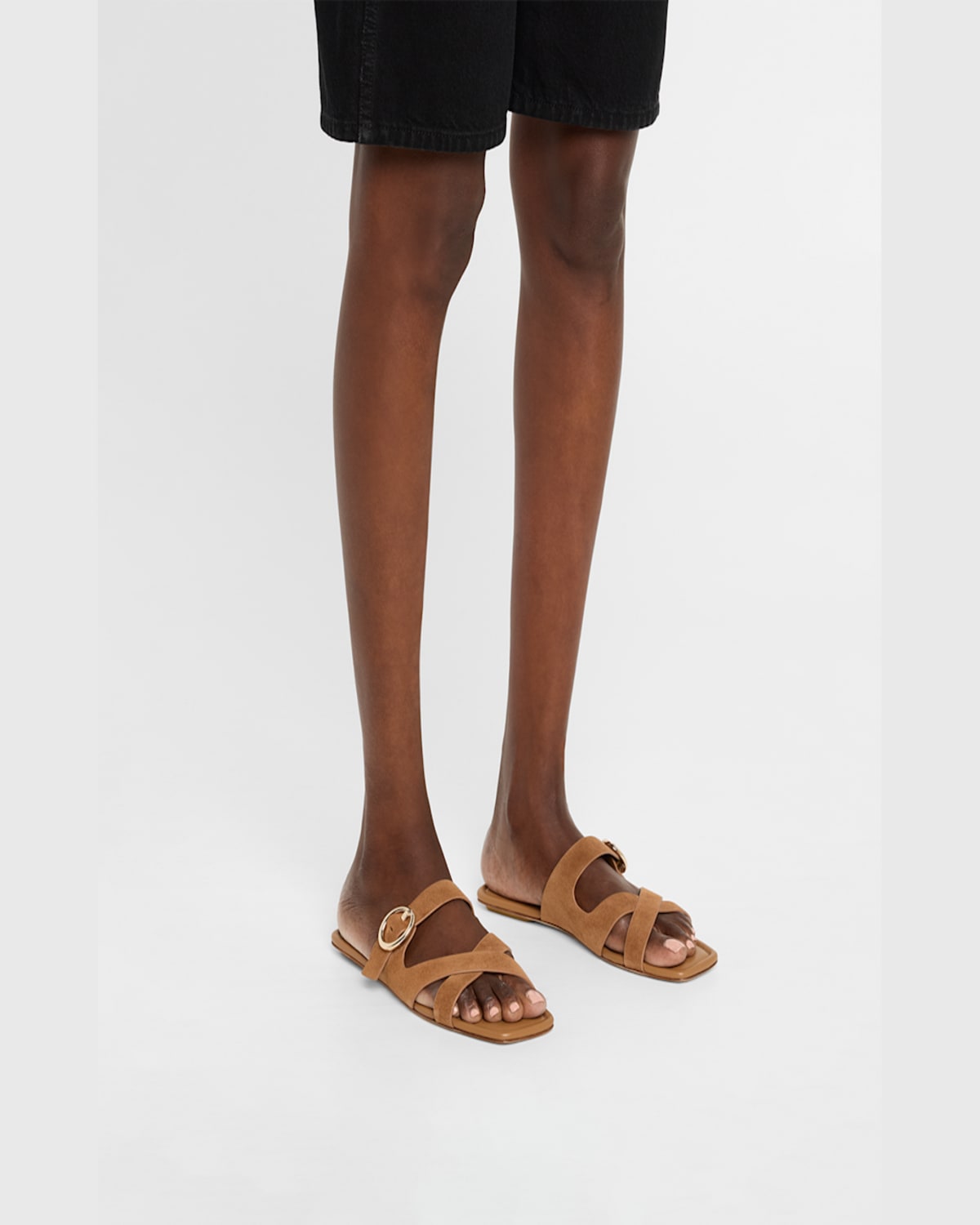 Shop Stuart Weitzman Villa Suede Slide Sandals In Doe