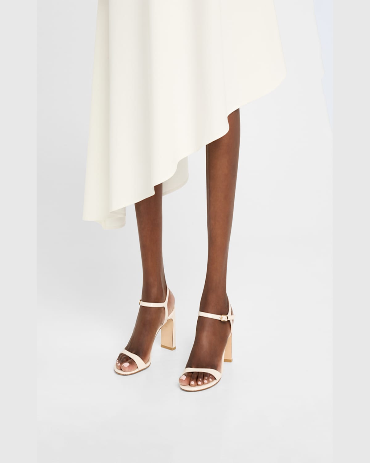 STUART WEITZMAN BABETTE PATENT LEATHER ANKLE-STRAP SANDALS 