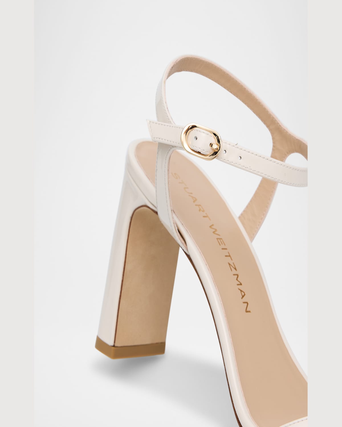 STUART WEITZMAN BABETTE PATENT LEATHER ANKLE-STRAP SANDALS 