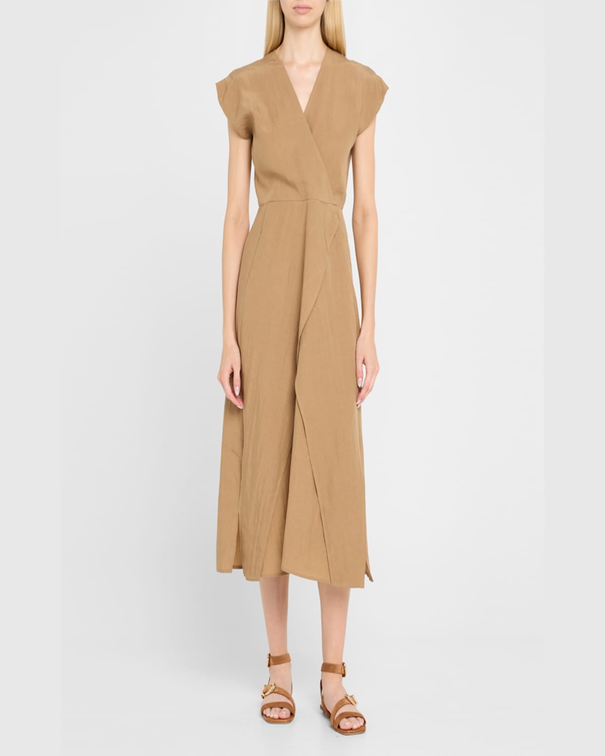 Stuart Weitzman Maven Suede Buckle Flat Sandals In Doe
