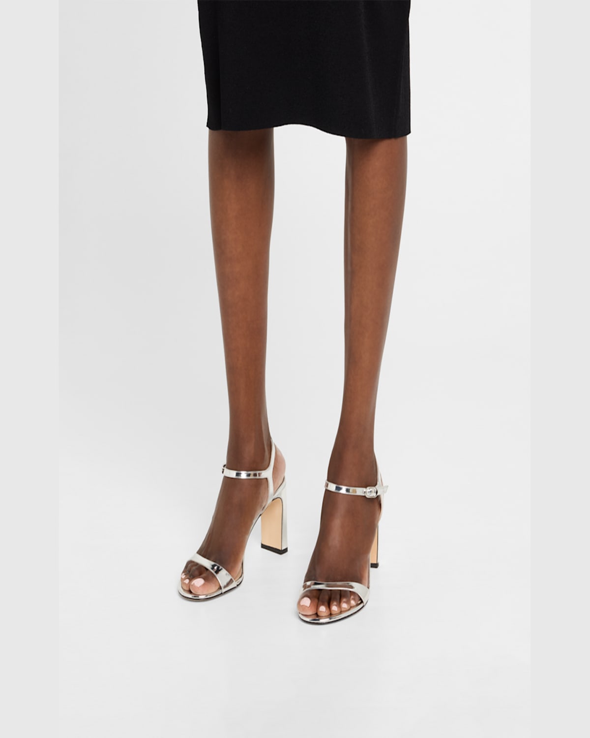 Stuart Weitzman Babette Metallic Ankle-strap Sandals In Silver