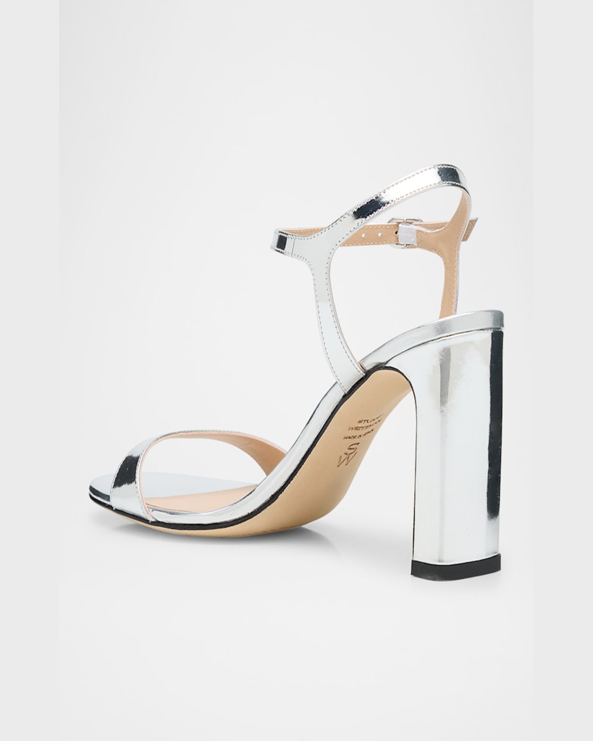 Stuart Weitzman Babette Metallic Ankle-strap Sandals In Silver