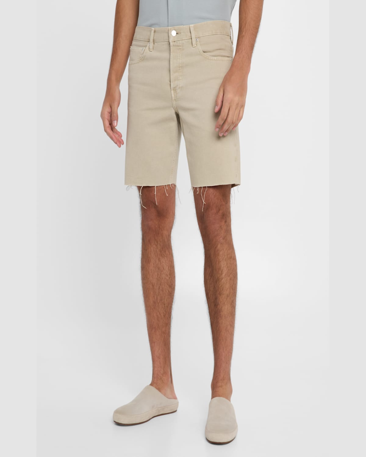 Frame Relaxed Shorts Raw Hem In Tan