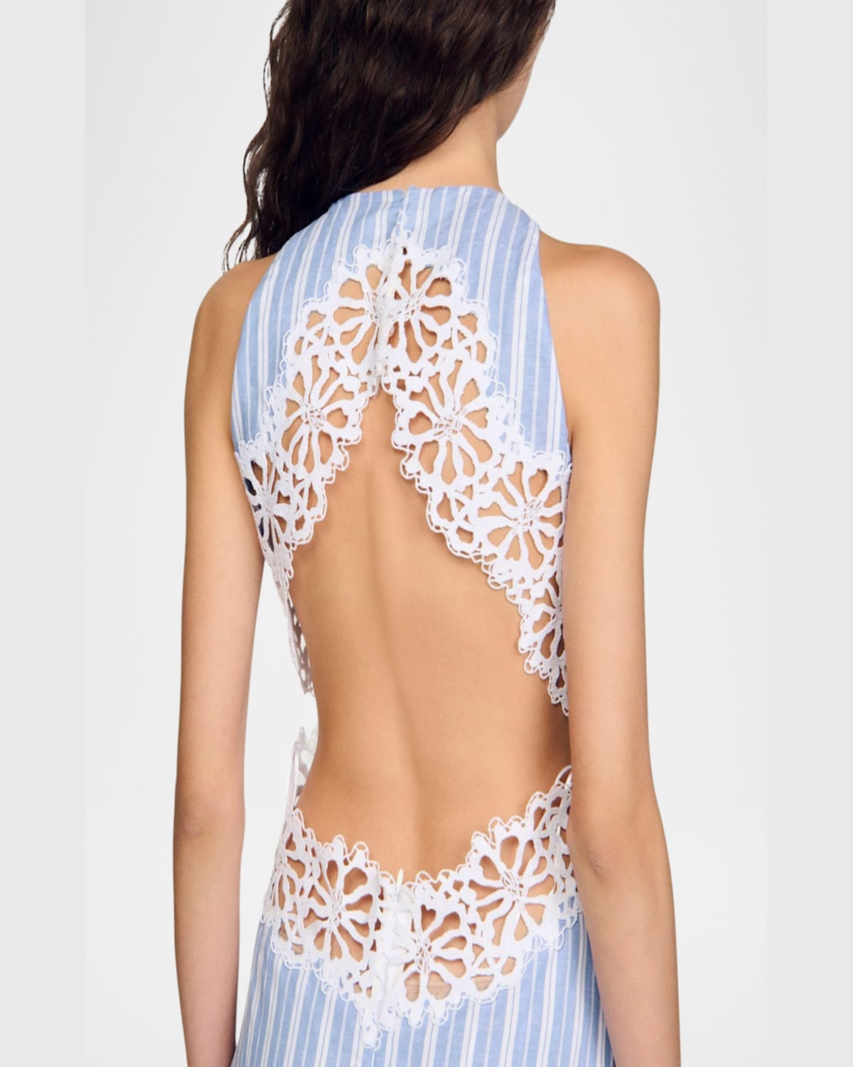 SANDRO MAJORELLE FLORAL CUTWORK MIDI DRESS