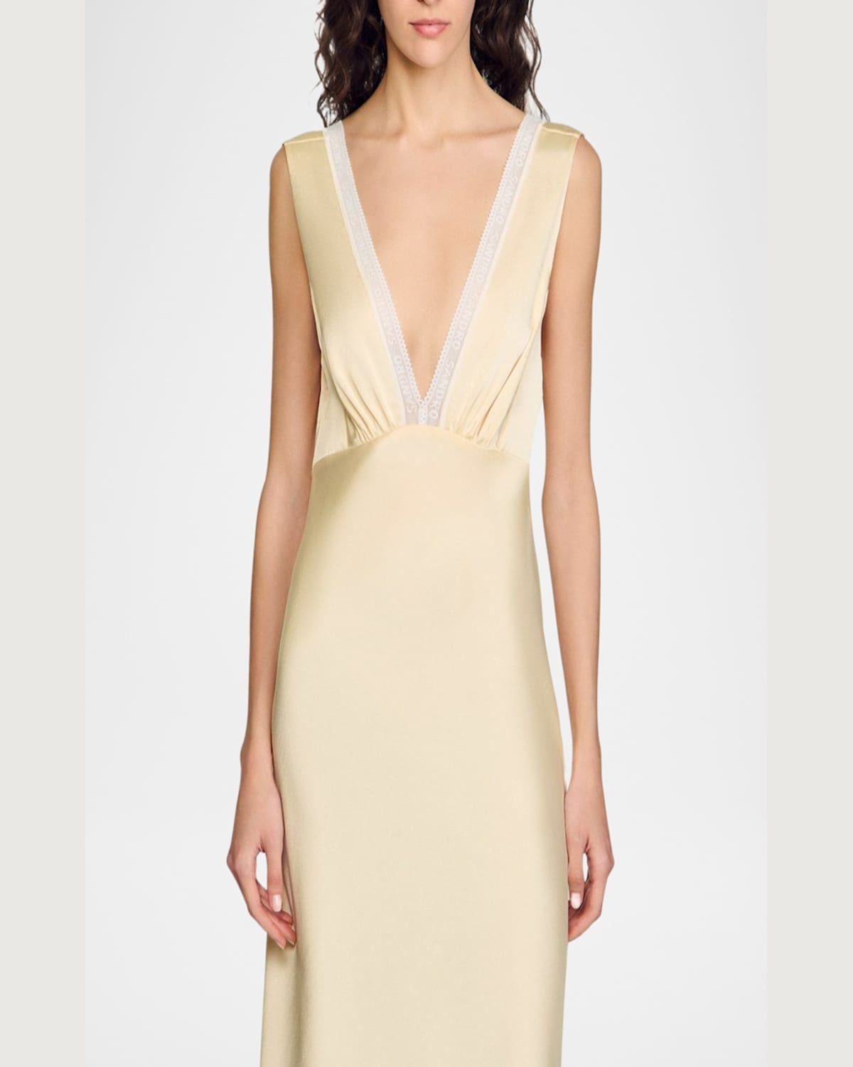 Sandro Satin Effect Maxi Dress