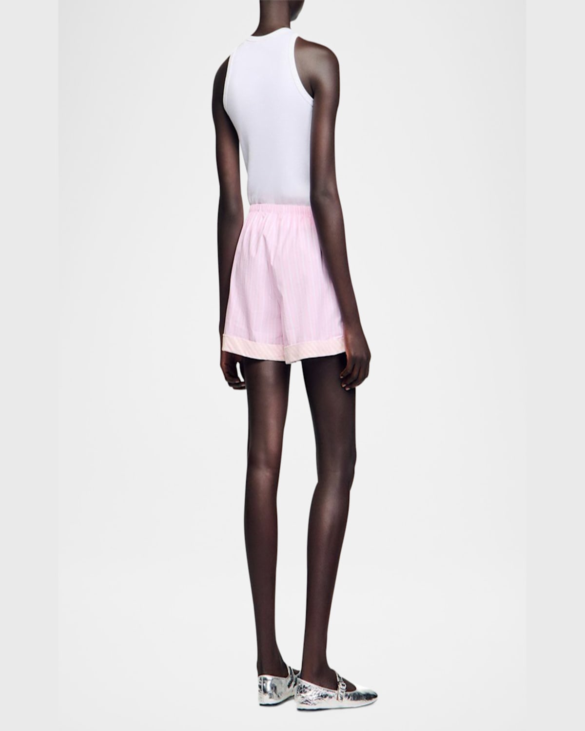 SANDRO TITTI EMBELLISHED STRIPED SHORTS