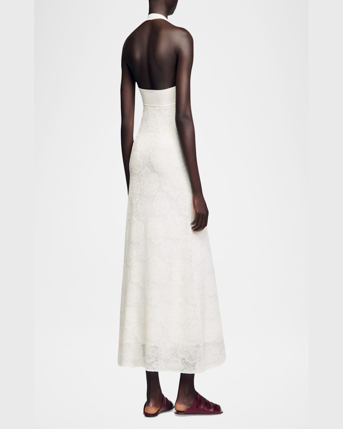 Sandro Angie Floral Lace Midi Dress In White