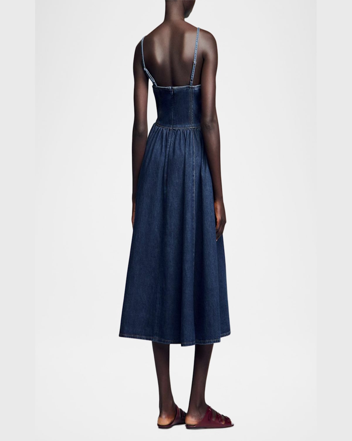SANDRO SOPHIE DENIM MIDI DRESS 